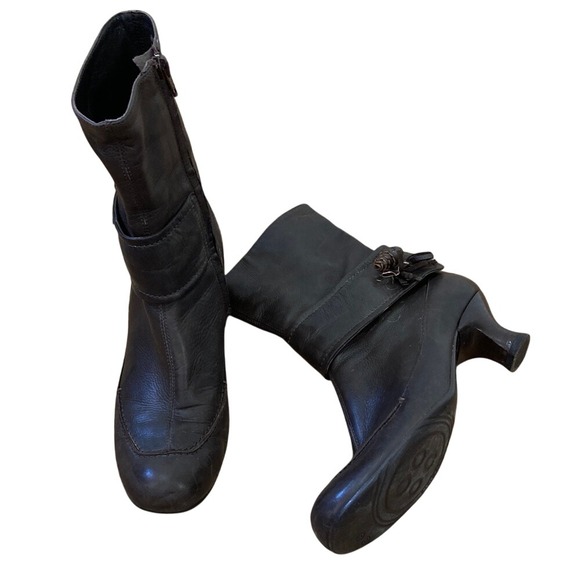 VICMATIE Womens Brown Leather Victorian Ankle Boots Size 39 US 8.5 Round Toe - Picture 1 of 15
